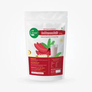 Natural red banana malt health drink prepared with milk