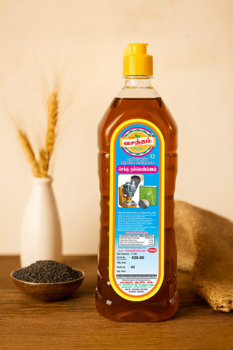 Cold pressed sesame oil by Vasantham Oil for cooking and oil bath